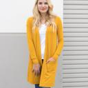 Mustard 1X Long Pocket Cardigan