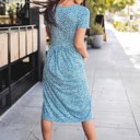 Small Floral Blue Gathered Waist Side Pocket Penelope Dress