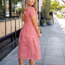 Large Floral Orange/Red Gathered Waist Side Pocket Penelope Dress