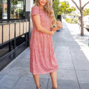 Medium Floral Orange/Red Gathered Waist Side Pocket Penelope Dress