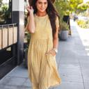 Small Floral Yellow Gathered Waist Side Pocket Penelope Dress