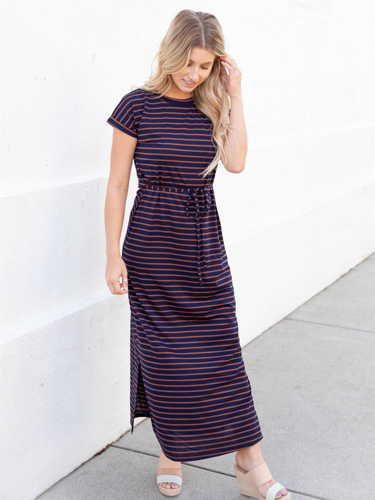 Striped Tie Waist Izzy Maxi Dress