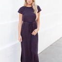 Small Navy Striped Tie Waist Izzy Maxi Dress