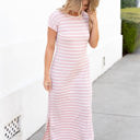 Large Pink Striped Tie Waist Izzy Maxi Dress