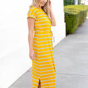 Large Yellow Striped Tie Waist Maxi Ellie Dress