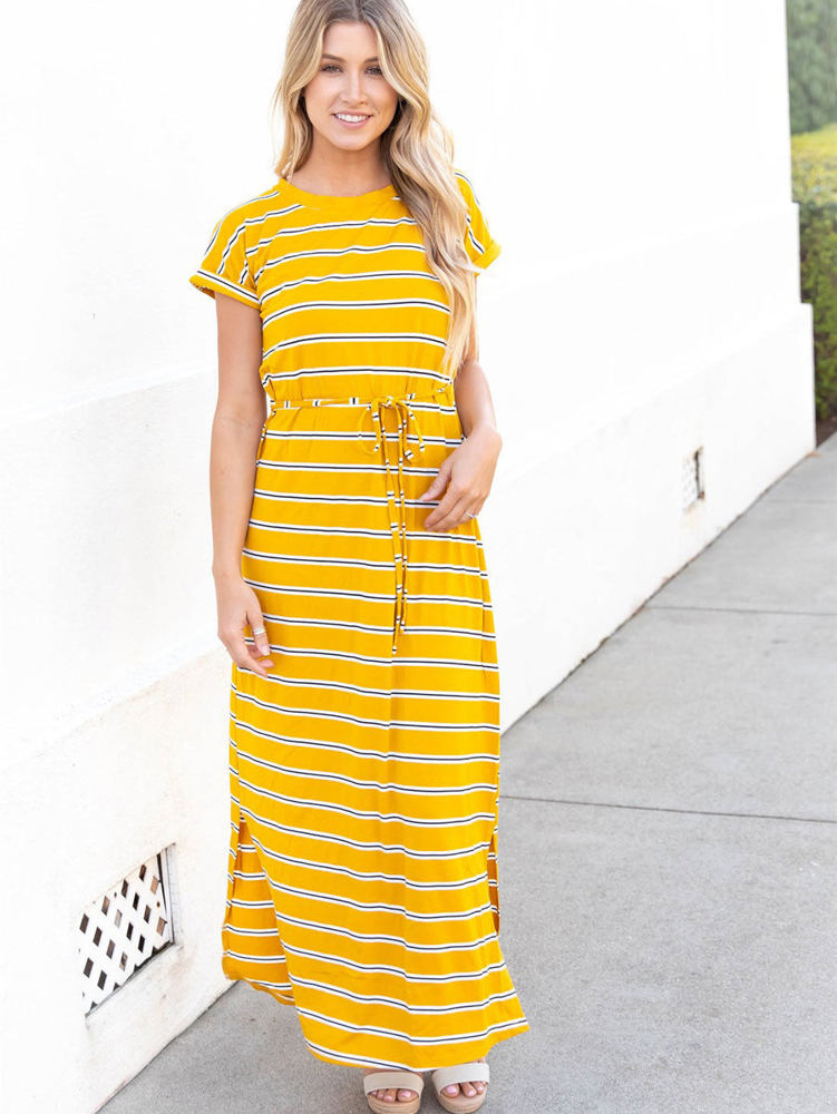 Striped Tie Waist Maxi Ellie Dress