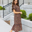 Large Black Floral Belted Whitney Dress