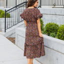 Large Black Floral Belted Whitney Dress