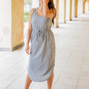 Large Gray Deanna Tie Waist Pocket Dress