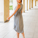 Large Gray Deanna Tie Waist Pocket Dress