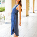 Large Navy Deanna Tie Waist Pocket Dress