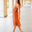 Large Orange Deanna Tie Waist Pocket Dress