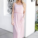 Large Pink Striped Pocket Rayne Tank Dress