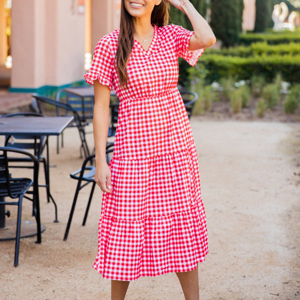 Tiered Gingham Dress