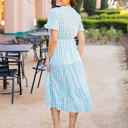 Medium Aqua Tiered Gingham Dress