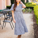 Large Black Tiered Gingham Dress