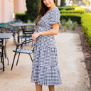 Large Black Tiered Gingham Dress