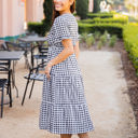 Large Black Tiered Gingham Dress