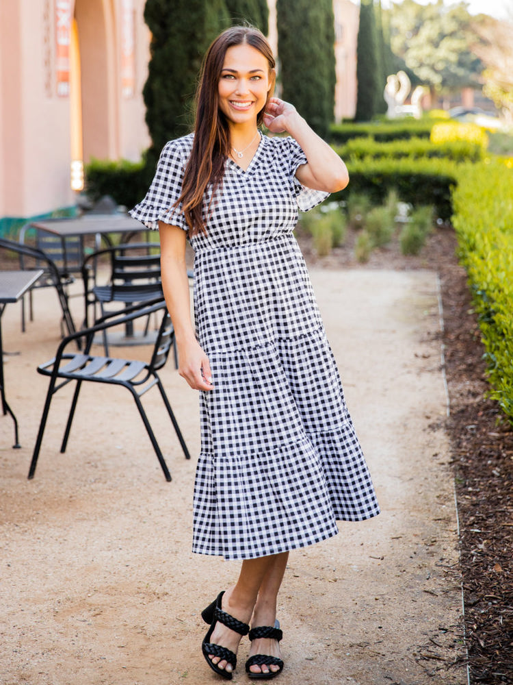 Tiered Gingham Dress