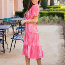 Large Red Tiered Gingham Dress