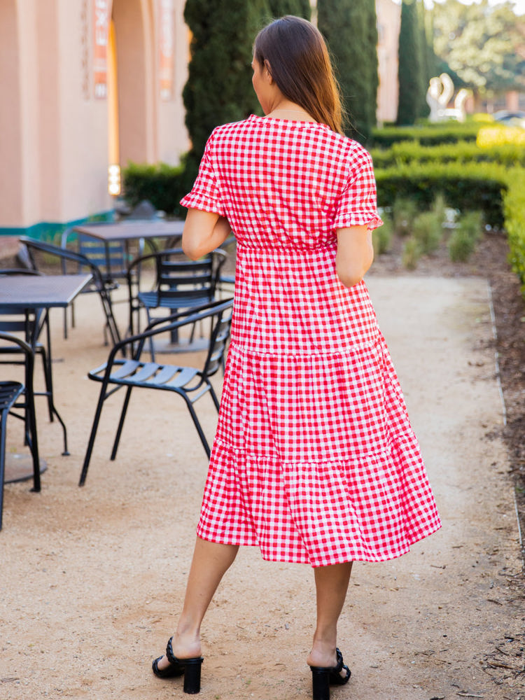 Tiered Gingham Dress