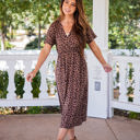 Large Dark Brown Cheetah Wrap Front Lily Dress