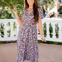 Medium Gray Leopard Wrap Front Lily Dress