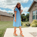 Large Blue Heather T-shirt Pocket Dress