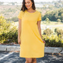 Large Yellow Heather T-shirt Pocket Dress