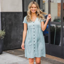 Medium Slate Blue Melissa Button Detail Pocket Dress