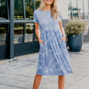 Medium Blue Palm Print Corryn Dress