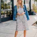 Large Gray Palm Print Corryn Dress