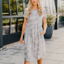 Large Gray Palm Print Corryn Dress