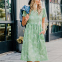 Large Green Palm Print Corryn Dress