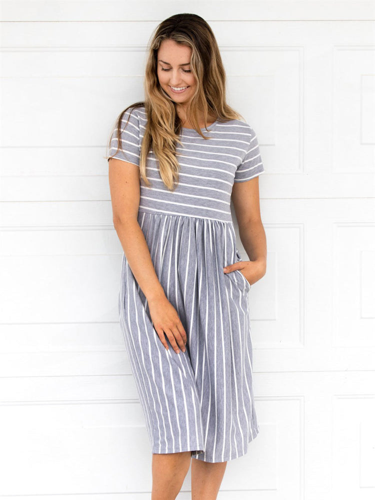 Striped Midi Pocket Dress