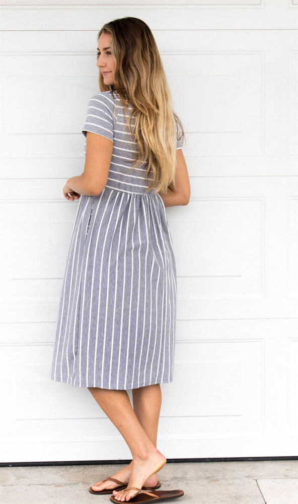 Striped Midi Pocket Dress