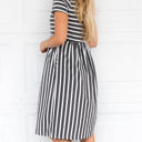 Large Charcoal Striped Midi Pocket Dress