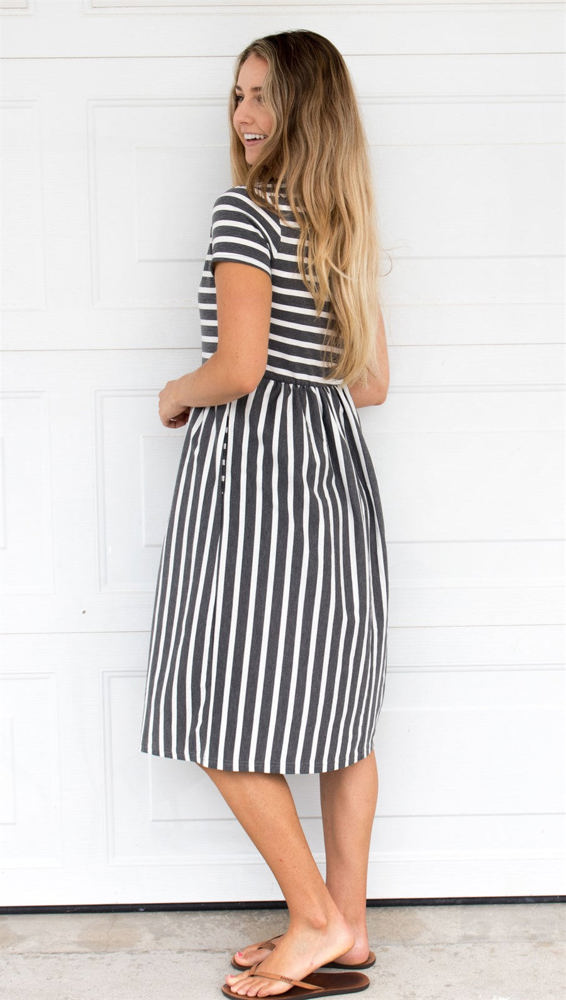 Striped Midi Pocket Dress