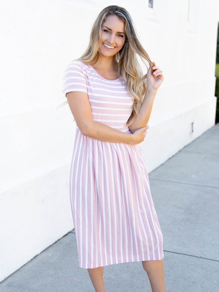 Striped Midi Pocket Dress