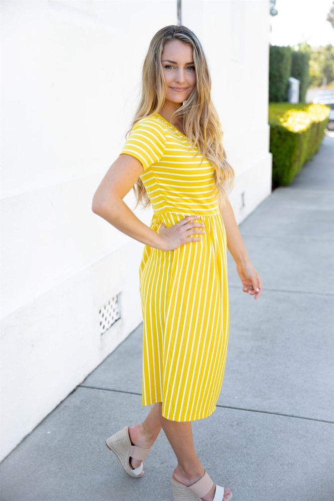 Striped Midi Pocket Dress