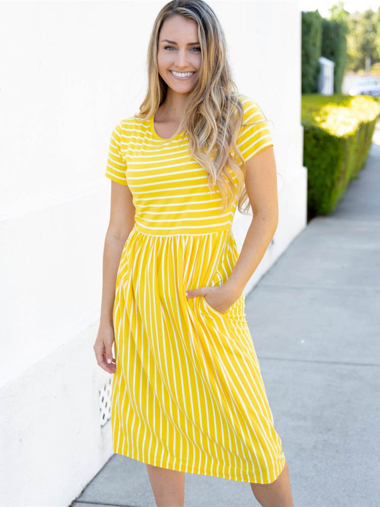 Striped Midi Pocket Dress