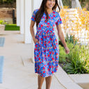 Large Blue Red Floral Bold Floral Pocket Penelope Dress