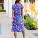 Large Blue Red Floral Bold Floral Pocket Penelope Dress