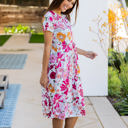 Large Large Pink Floral Bold Floral Pocket Penelope Dress