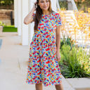 Large Red Yellow Floral Bold Floral Pocket Penelope Dress