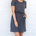 Large Charcoal Cinched Waist Kolbie Dress