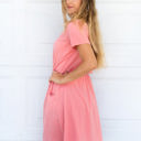 Medium Salmon Pink Cinched Waist Kolbie Dress