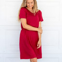 Large Red Cinched Waist Kolbie Dress