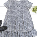 Large Small Blue Cheetah Ruffle Rudy Swing Dress