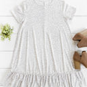 Small Gray Animal Print Ruffle Rudy Swing Dress